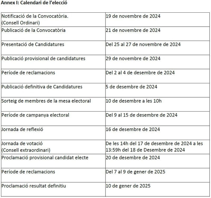 Calendari eleccions 2024